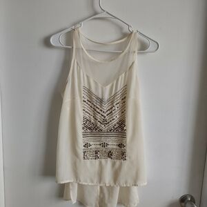 Astr Cream Tank Top with Sequin Design